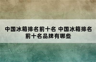 中国冰箱排名前十名 中国冰箱排名前十名品牌有哪些